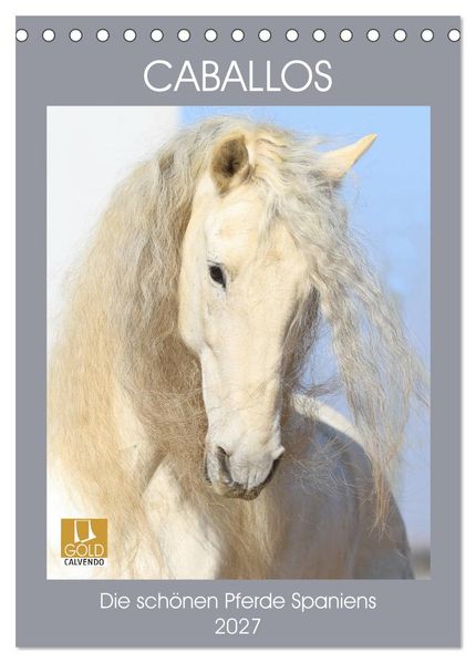 Caballos - Die schönen Pferde Spaniens (Tischkalender 2027 DIN A5 hoch) CALVENDO Monatskalender