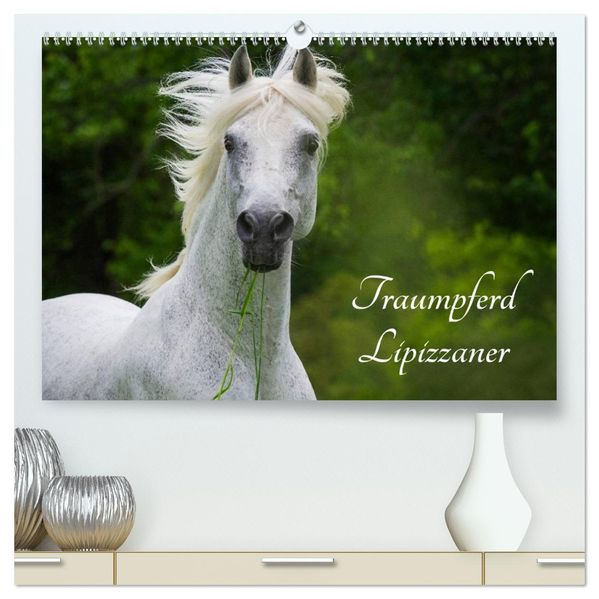 Traumpferd Lipizzaner (hochwertiger Premium Wandkalender 2027 DIN A2 quer) Kunstdruck in Hochglanz