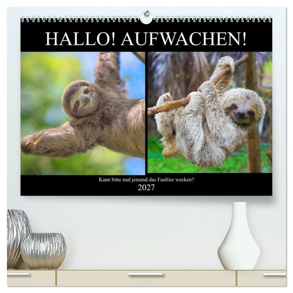 Hallo! Aufwachen! Kann bitte mal jemand das Faultier wecken? (hochwertiger Premium Wandkalender 2027 DIN A2 quer) Kunstdruck in Hochglanz
