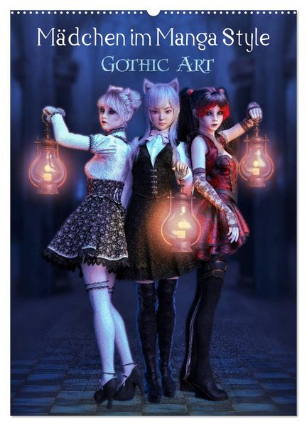 Mädchen im Manga Style (Gothic Art) (Wandkalender 2027 DIN A2 hoch) CALVENDO Monatskalender