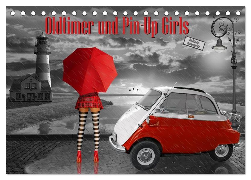 Oldtimer und Pin-Up Girls by Mausopardia (Tischkalender 2027 DIN A5 quer) CALVENDO Monatskalender
