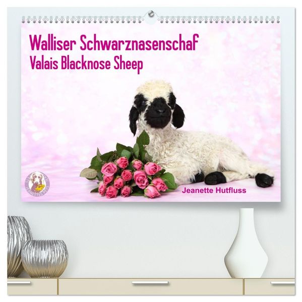 Walliser Schwarznasenschaf Valais Blacknose Sheep (hochwertiger Premium Wandkalender 2027 DIN A2 quer) Kunstdruck in Hochglanz