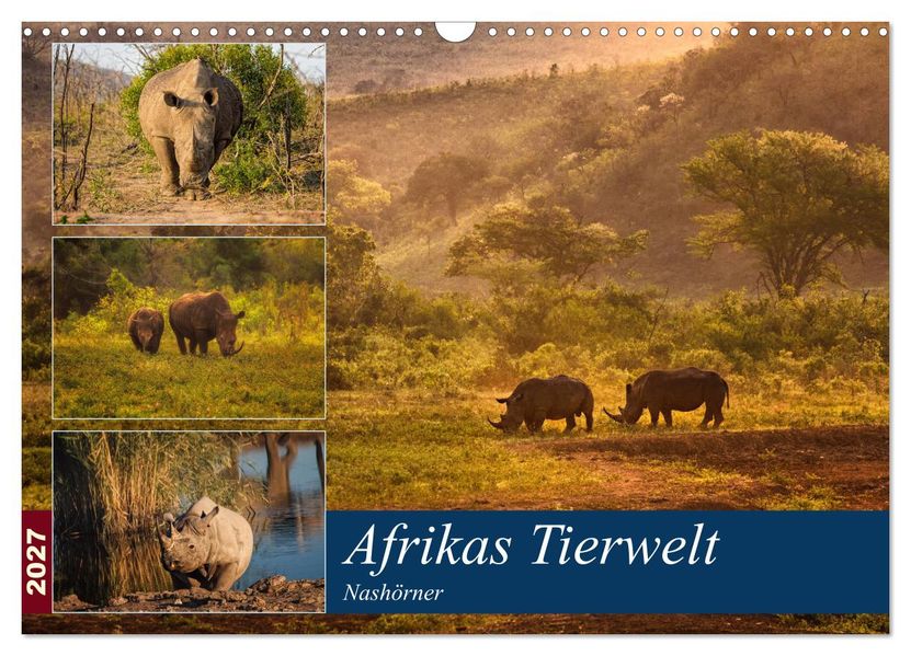 Afrikas Tierwelt: Nashörner (Wandkalender 2027 DIN A3 quer) CALVENDO Monatskalender