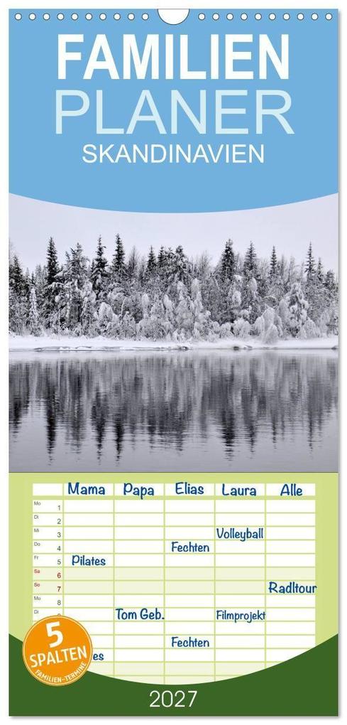 Familienplaner 2027 - SKANDINAVIEN mit 5 Spalten (Wandkalender 21 x 45 cm) CALVENDO
