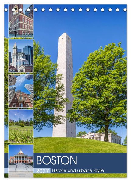 BOSTON Historie und urbane Idylle (Tischkalender 2027 DIN A5 hoch) CALVENDO Monatskalender