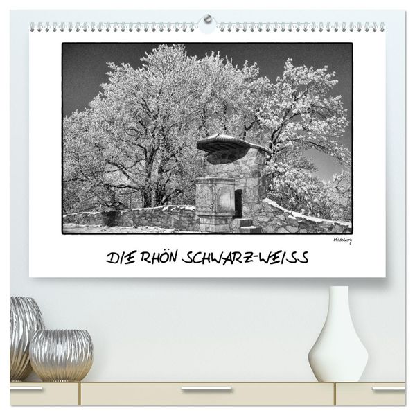 RHÖN SCHWARZ-WEISS (hochwertiger Premium Wandkalender 2027 DIN A2 quer) Kunstdruck in Hochglanz