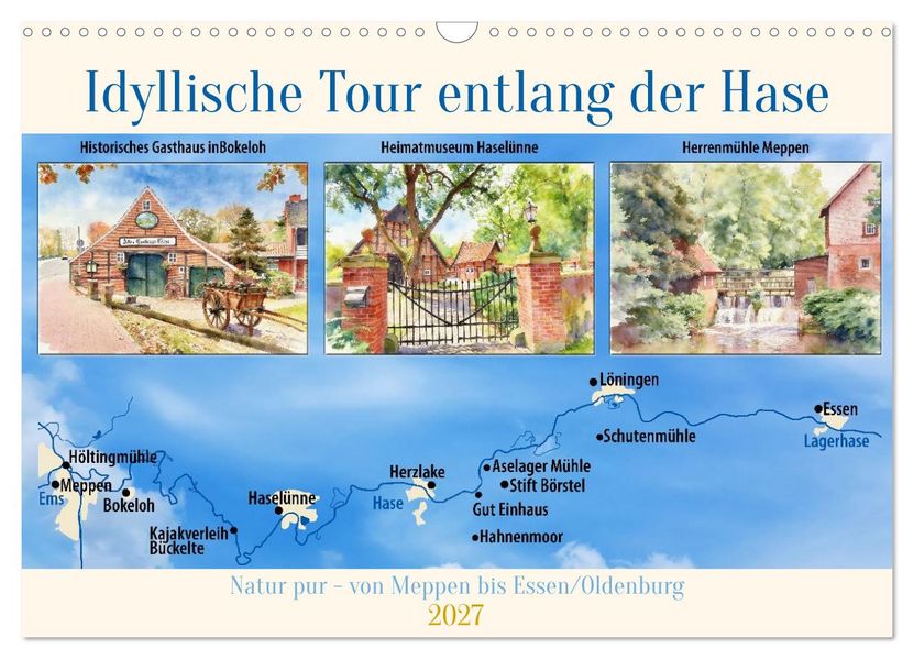 Idyllische Tour entlang der Hase (Wandkalender 2027 DIN A3 quer) CALVENDO Monatskalender