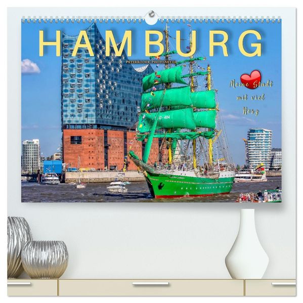 Hamburg - meine Stadt mit viel Herz (hochwertiger Premium Wandkalender 2027 DIN A2 quer) Kunstdruck in Hochglanz