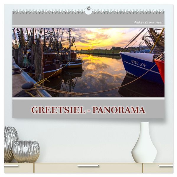 Greetsiel-Panorama (hochwertiger Premium Wandkalender 2027 DIN A2 quer) Kunstdruck in Hochglanz
