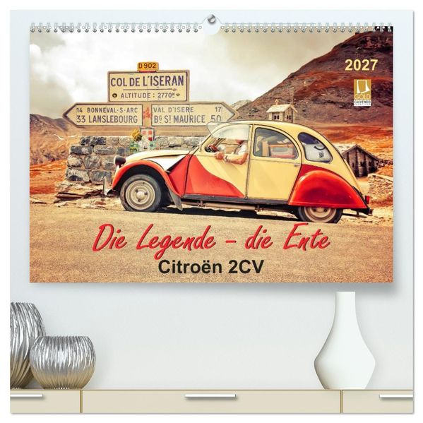 Die Legende - die Ente Citroën 2CV (hochwertiger Premium Wandkalender 2027 DIN A2 quer) Kunstdruck in Hochglanz