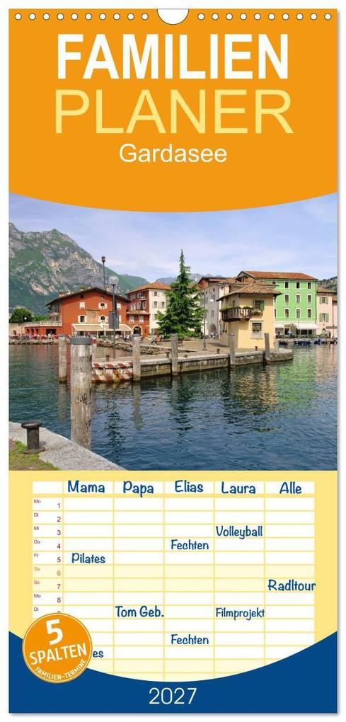 Familienplaner 2027 - Gardasee mit 5 Spalten (Wandkalender 21 x 45 cm) CALVENDO
