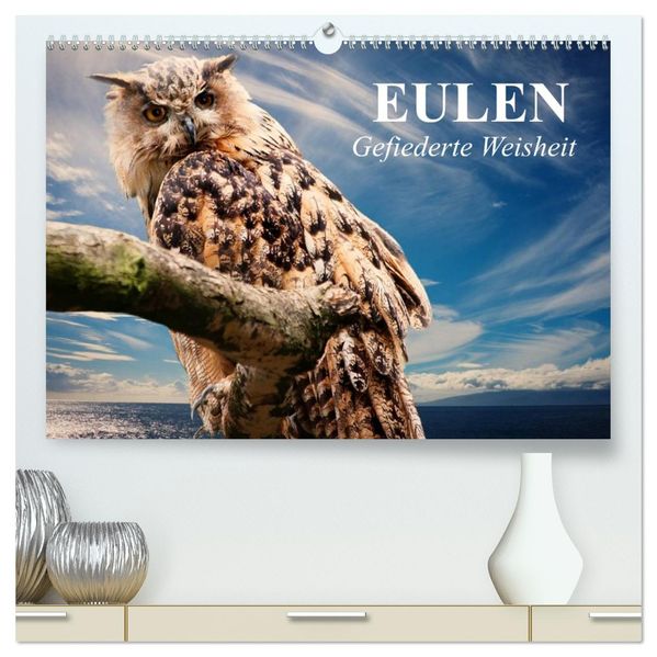 Eulen. Gefiederte Weisheit (hochwertiger Premium Wandkalender 2027 DIN A2 quer) Kunstdruck in Hochglanz