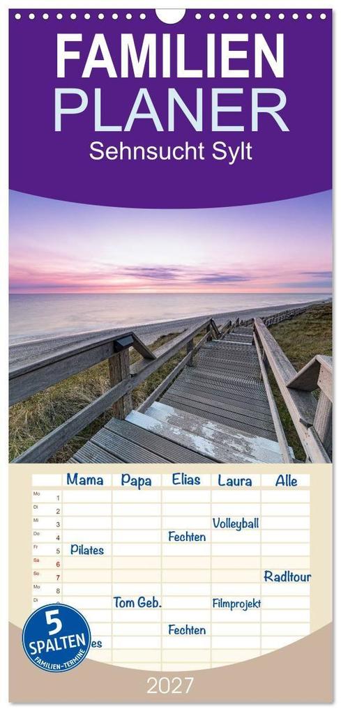 Familienplaner 2027 - Sehnsucht Sylt mit 5 Spalten (Wandkalender 21 x 45 cm) CALVENDO