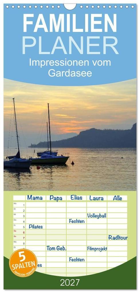 Familienplaner 2027 - Impressionen vom Gardasee mit 5 Spalten (Wandkalender 21 x 45 cm) CALVENDO