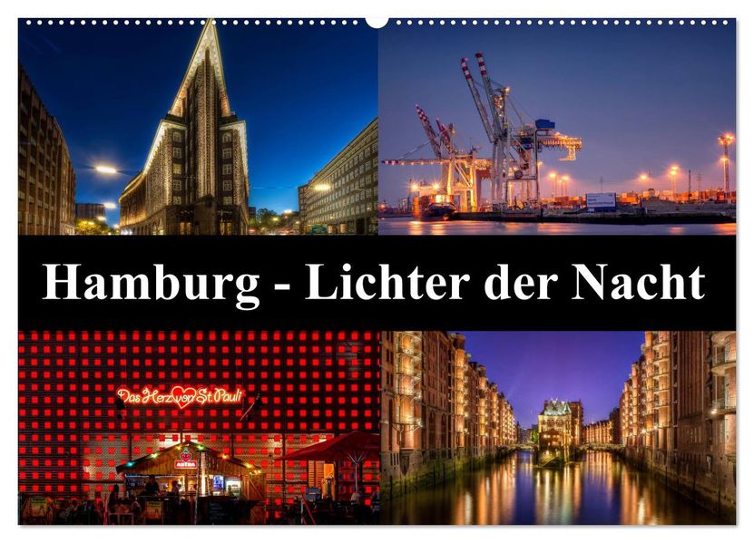 Hamburg - Lichter der Nacht (Wandkalender 2027 DIN A2 quer) CALVENDO Monatskalender