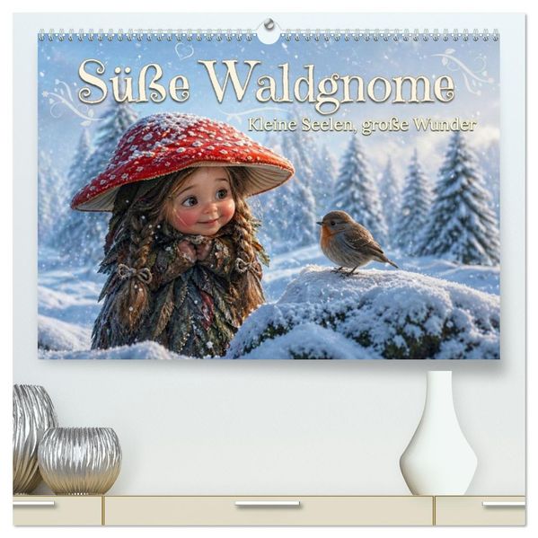 Süße Waldgnome - Kleine Seelen große Wunder (hochwertiger Premium Wandkalender 2027 DIN A2 quer) Kunstdruck in Hochglanz