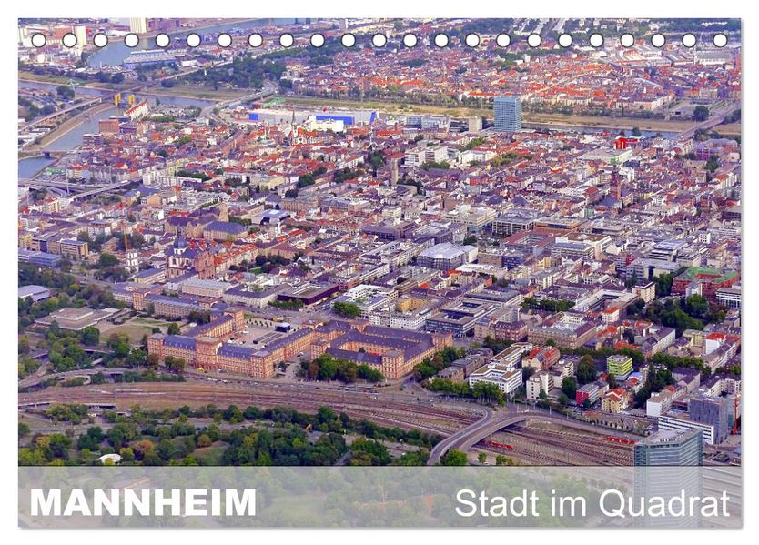 Mannheim - Stadt im Quadrat (Tischkalender 2027 DIN A5 quer) CALVENDO Monatskalender