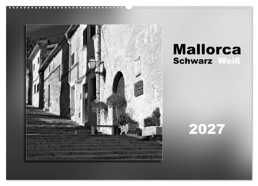 Mallorca Schwarz Weiß (Wandkalender 2027 DIN A2 quer) CALVENDO Monatskalender