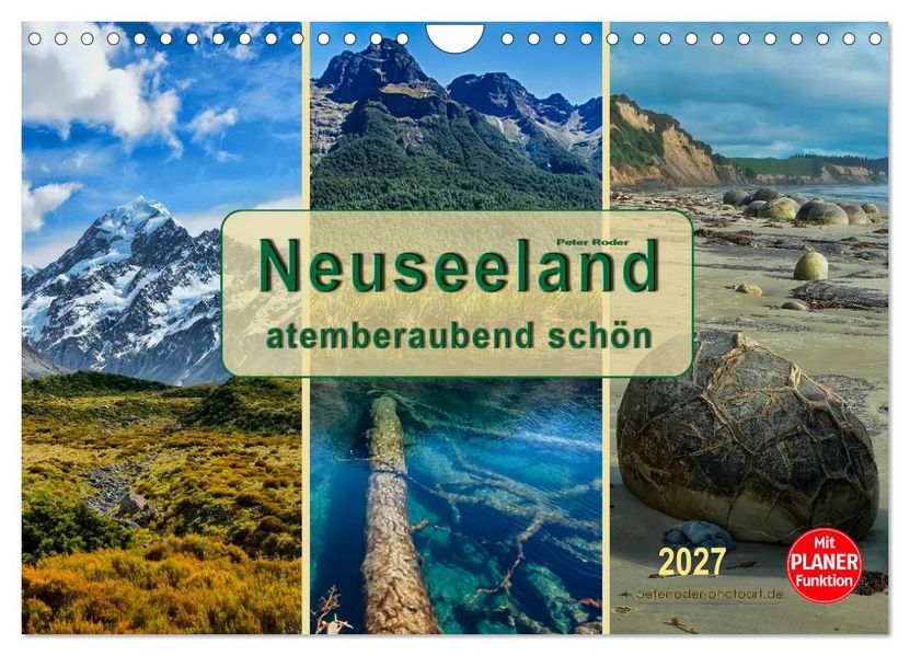 Neuseeland - atemberaubend schön (Wandkalender 2027 DIN A4 quer) CALVENDO Monatskalender
