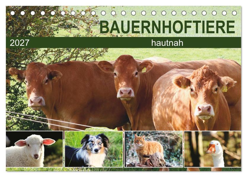 Bauernhoftiere hautnah (Tischkalender 2027 DIN A5 quer) CALVENDO Monatskalender