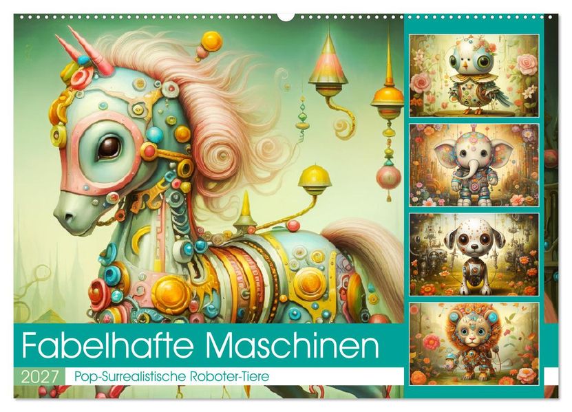 Fabelhafte Maschinen. Pop-Surrealistische Roboter-Tiere (Wandkalender 2027 DIN A2 quer) CALVENDO Monatskalender