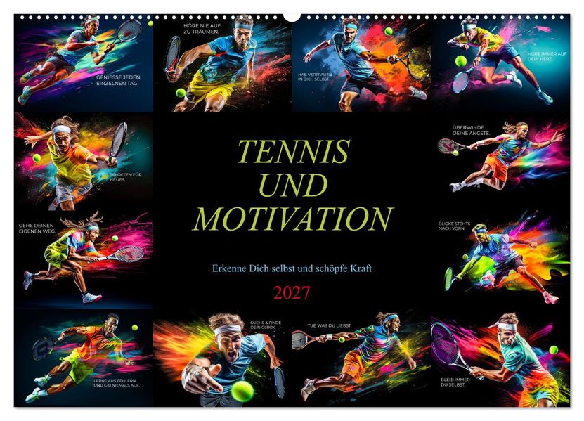 Tennis und Motivation (Wandkalender 2027 DIN A2 quer) CALVENDO Monatskalender