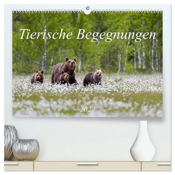 Tierische Begegnungen (hochwertiger Premium Wandkalender 2027 DIN A2 quer) Kunstdruck in Hochglanz