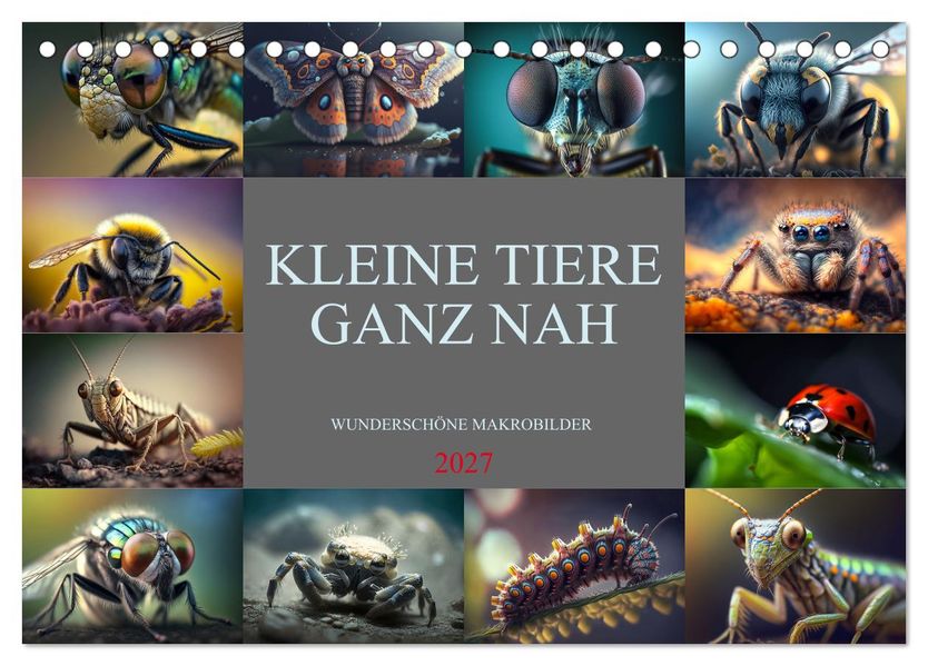 Kleine Tiere ganz nah (Tischkalender 2027 DIN A5 quer) CALVENDO Monatskalender