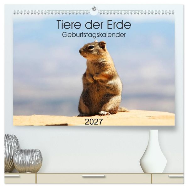Tiere der Erde Geburtstagskalender (hochwertiger Premium Wandkalender 2027 DIN A2 quer) Kunstdruck in Hochglanz