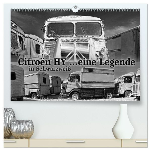 Citroën HY eine Legende in Schwarzweiß (hochwertiger Premium Wandkalender 2027 DIN A2 quer) Kunstdruck in Hochglanz