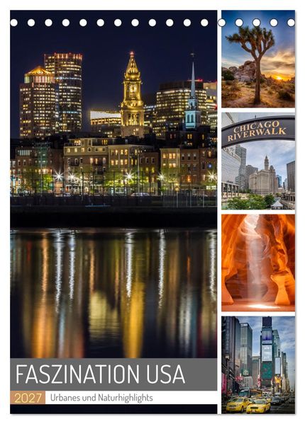FASZINATION USA Urbanes und Naturhighlights (Tischkalender 2027 DIN A5 hoch) CALVENDO Monatskalender