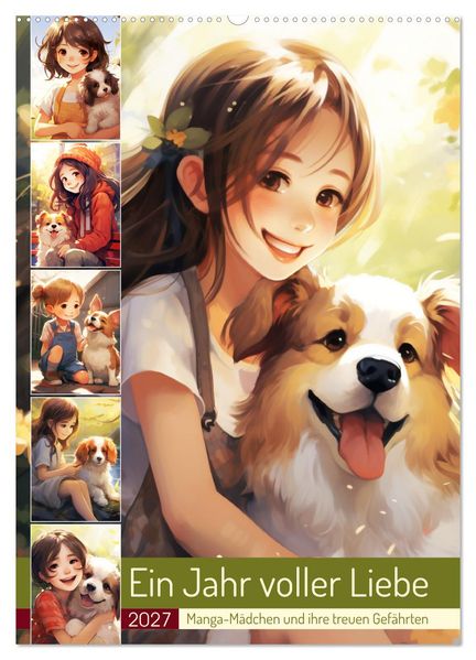 Ein Jahr voller Liebe. Manga-Mädchen und ihre treuen Gefährten (Wandkalender 2027 DIN A2 hoch) CALVENDO Monatskalender
