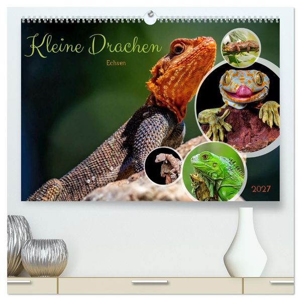 Kleine Drachen - Echsen (hochwertiger Premium Wandkalender 2027 DIN A2 quer) Kunstdruck in Hochglanz