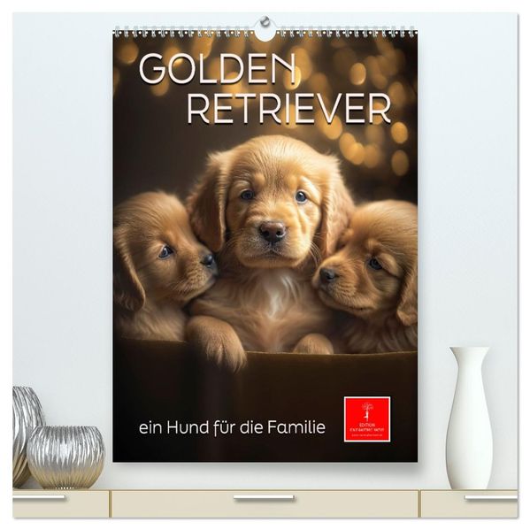 Golden Retriever - ein Hund für die Familie (hochwertiger Premium Wandkalender 2027 DIN A2 hoch) Kunstdruck in Hochglanz