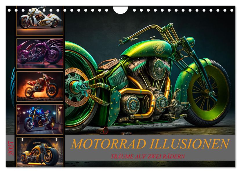 Motorrad illusionen (Wandkalender 2027 DIN A4 quer) CALVENDO Monatskalender