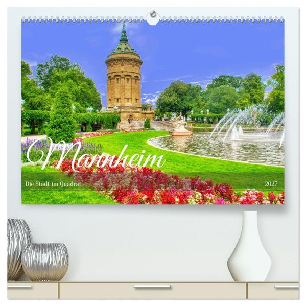Mannheim - Die Stadt im Quadrat (hochwertiger Premium Wandkalender 2027 DIN A2 quer) Kunstdruck in Hochglanz