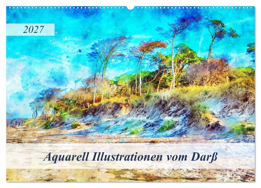 Aquarell Illustrationen vom Darß (Wandkalender 2027 DIN A2 quer) CALVENDO Monatskalender