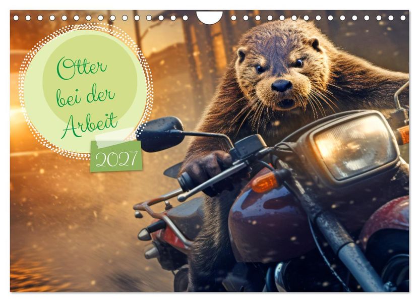 Otter bei der Arbeit (Wandkalender 2027 DIN A4 quer) CALVENDO Monatskalender