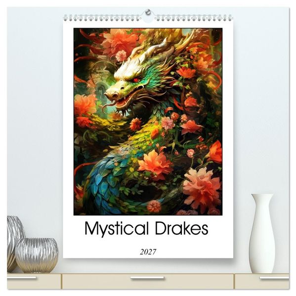 Mystical Drakes (High Quality Premium Wall Calendar 2027 DIN A2 portrait)CALVENDO 12 Month Wall Calendar