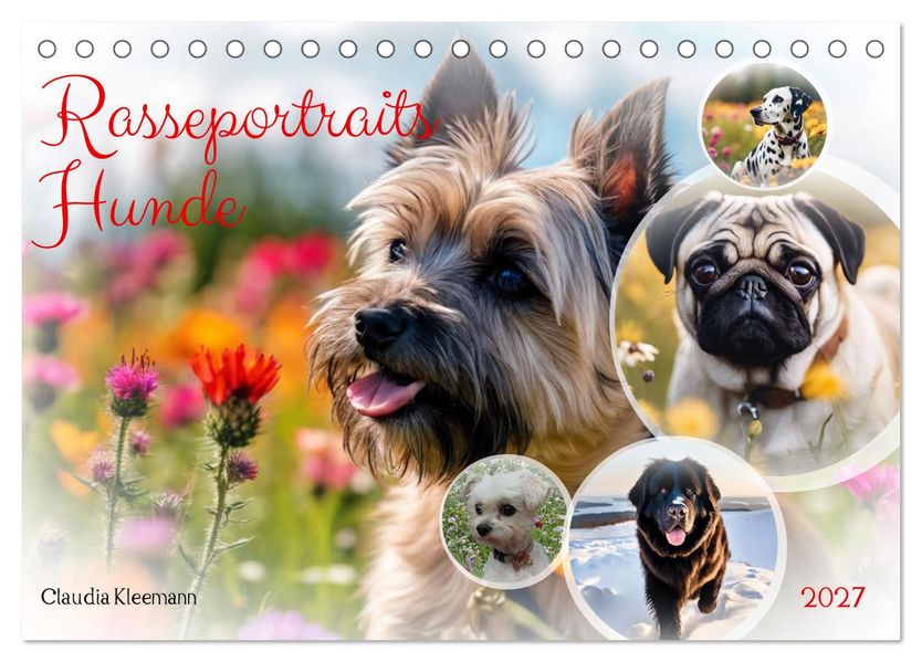 Rasseportraits - Hunde (Tischkalender 2027 DIN A5 quer) CALVENDO Monatskalender