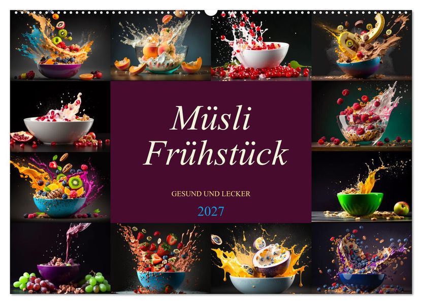Müsli Frühstück (Wandkalender 2027 DIN A2 quer) CALVENDO Monatskalender