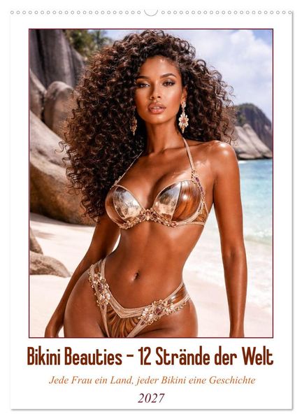 Bikini Beauties - 12 Strände der Welt (Wandkalender 2027 DIN A2 hoch) CALVENDO Monatskalender