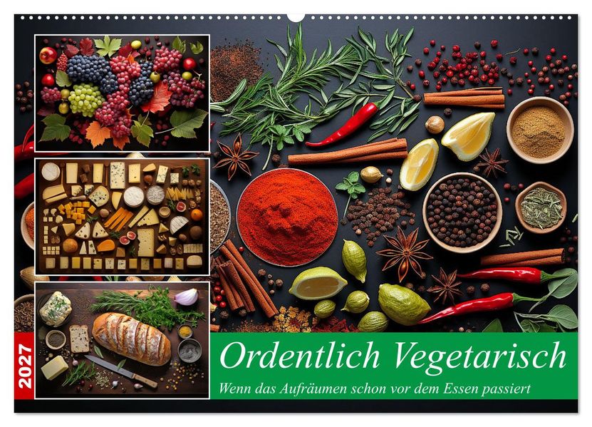 Ordentlich Vegetarisch (Wandkalender 2027 DIN A2 quer) CALVENDO Monatskalender