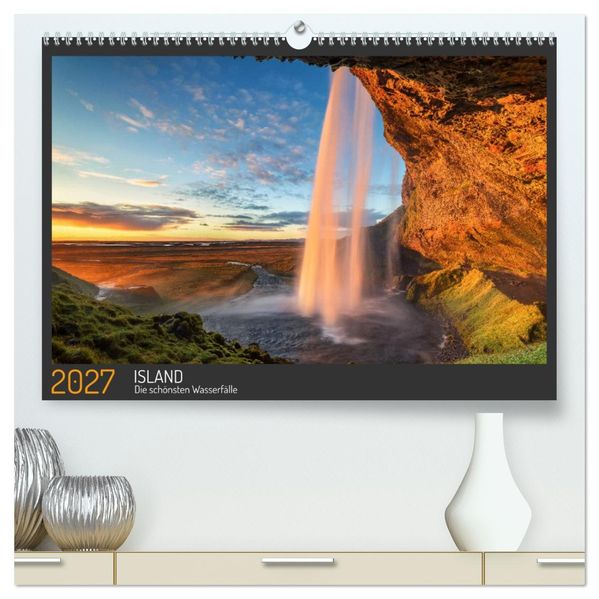 Island - Die schönsten Wasserfälle (hochwertiger Premium Wandkalender 2027 DIN A2 quer) Kunstdruck in Hochglanz