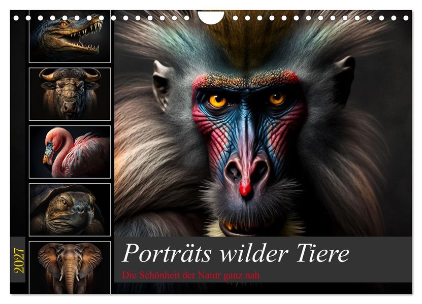 Porträts wilder Tiere (Wandkalender 2027 DIN A4 quer) CALVENDO Monatskalender