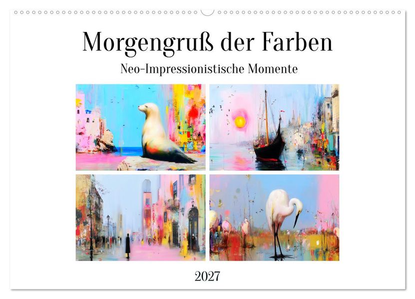 Morgengruß der Farben. Neo-Impressionistische Momente (Wandkalender 2027 DIN A2 quer) CALVENDO Monatskalender