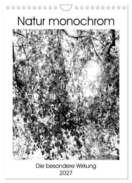 Natur monochrom Die besondere Wirkung (Wandkalender 2027 DIN A4 hoch) CALVENDO Monatskalender