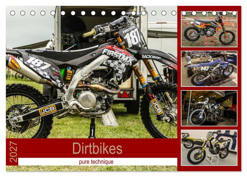 Dirtbikes - pure technique (Tischkalender 2027 DIN A5 quer) CALVENDO Monatskalender