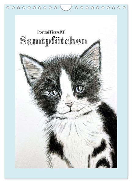 PortraiTierART Samtpfötchen (Wandkalender 2027 DIN A4 hoch) CALVENDO Monatskalender
