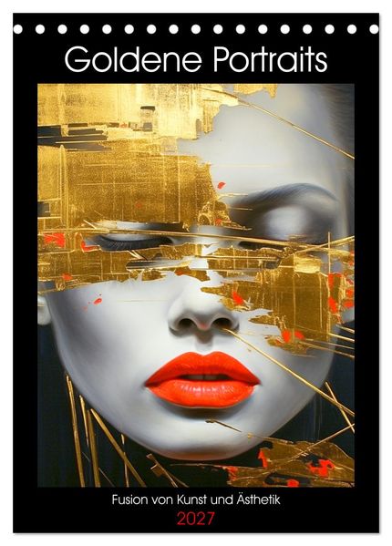 Goldene Portraits. Fusion von Kunst und Ästhetik (Tischkalender 2027 DIN A5 hoch) CALVENDO Monatskalender